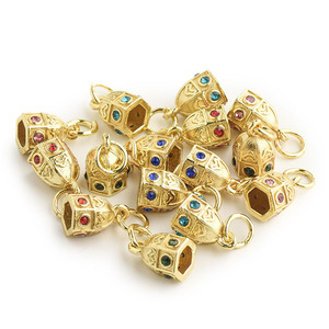 CZ8807 Chic Little Small Mini Diamond 18K Gold CZ Micro Pave Bell Lotus Lucky <span class=keywords><strong>Charm</strong></span> para collar pulsera joyería DIY fabricación - Product Image 1