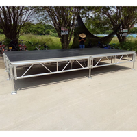 Scène portable en aluminium avec pieds réglables, revêtement antirouille, plateau antidérapant pour mariage en plein air, concert, performance