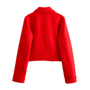 Veste décontractée pour femme à manches longues, col rabattu, fermeture éclair rouge, vente chaude - Product Image 2