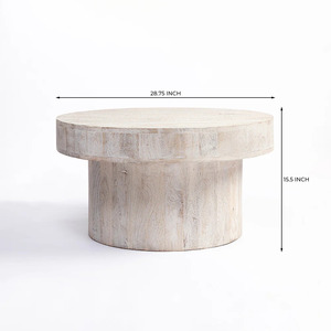 <b>Rustic</b> Round Mango <b>Wood</b> Coffee <b>Table</b> Eco-Friendly Coffee <b>Table</b>-Living Room Furniture - Product Image 3