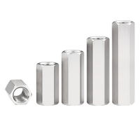 DIN 6334 Hex Coupling Nut M3-M36 Stainless Steel 304 Plain Finish Long Connecting Nut for Threaded Rod ANBOR
