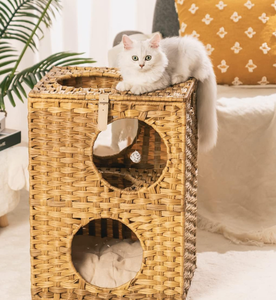 Casa para perro de invierno ecológica plegable extra grande, cama interior para mascotas, escondite de ratán de doble cara, tejido a mano - Product Image 4