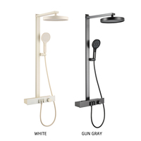 Ensembles de mitigeurs de douche de salle de bain en laiton moderne Installation facile Système de robinet de douche exposé à jet supérieur à pluie chaude et froide blanche