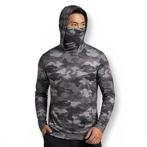 Sweat à capuche camouflage à manches longues pour homme, UPF 50, séchage rapide, chemise de pêche, imprimé polyester, pull sport - Product Image 5