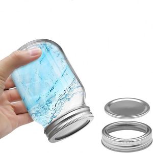 Vente en gros de bocaux Mason en verre transparent de qualité alimentaire, durables, de 4 oz, 8 oz, 12 oz, 16 oz, avec couvercles à double compartiment, logo personnalisé, pour la mise en conserve, à large ouverture - Product Image 4