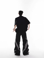 Europe et les États-Unis Fried Street Metal Plane Buckle a Line Shoulder Dark T-shirt décontracté d'été de haute qualité pour hommes
