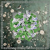 Tapis de jeu de mahjong américain de luxe en acrylique, règles NMJL, motif floral vert sauge, peint à la main, 166 tuiles, antidérapant, pour clubs, 4 joueurs