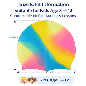 Bonnet de bain en silicone souple et sûr pour enfants, haute visibilité, facile à porter, sans BPA, design personnalisé pour l'entraînement en <span class=keywords><strong>piscine</strong></span> et en club - Product Image 5