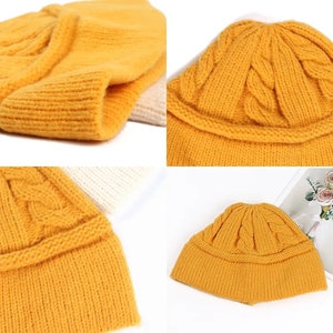 Chapeau Bob Tricoté Vintage en Gros, Doux et Chaud, Style Pêcheur, Couleur Unie, Hiver, à Bord Court pour Femme - Product Image 3