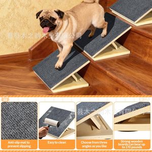 Escalera de madera para mascotas, escalones antideslizantes para perros con almohadillas protectoras, ángulo ajustable, escalera auxiliar para uso en interiores - Product Image 3