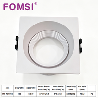 Support de Downlight Carré LED FOMSI Blanc Noir à Angle Réglable pour Ampoules LED MR16, Boîtier de Lampe LED, Cadre de Spot LED GU10 MR16