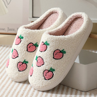 Chaussons personnalisés mignons en forme de fraise pour femmes, hiver, été et automne - Chaussons chauds antidérapants pour la maison