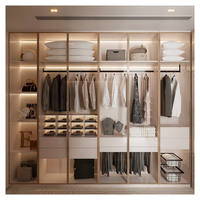 Système de dressing de luxe avec portes vitrées et éclairage LED pour dressing intégré