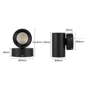 Lampada <span class=keywords><strong>da</strong></span> Parete LED Regolabile per Esterni IP65 con Fascio Luminoso Bianco Caldo, Doppia Testa LED per Illuminazione Corridoio, Base Quadrata in Alluminio - Product Image 4