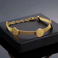 Bijoux religieux chrétiens réglable en acier inoxydable Saint Benoît Bracelet Médaille Charme Chapelet Catholique San Benito Bracelet