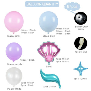 Ocean Theme Birthday Party Wedding <b>Decoration</b> Arrangement Blue Shell Fishtail Starfish Mermaid Set <b>Balloon</b> - Product Image 5