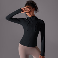 Veste de Yoga de sport serrée avec trou pour le pouce femmes grande taille respirant Stretch course cyclisme Fitness vestes