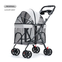 Poussette pliable multifonctionnelle à 4 roues pour chiens de taille moyenne/grande, idéale pour les voyages en plein air