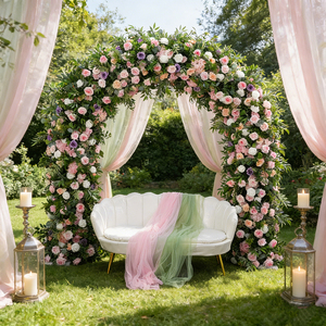 DKB wedding arch backdrop Artificial Silk Rose Heart <b>Flower</b> U-shape Arch Wedding Backdrop Proposal Event Floral Decor - Product Image 1
