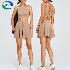 Set rok olahraga wanita, setelan tren kustom tali silang pakaian aktif luar ruangan cepat kering Yoga lari Golf Tenis - Product Image 3