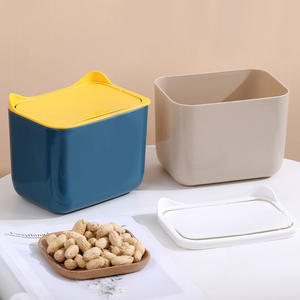 Mini Bote de Basura Rectangular Azul y Amarillo para Escritorio, Contenedor de Almacenamiento para Oficina, Pequeño Bote de Basura, Herramienta de Organización - Product Image 4