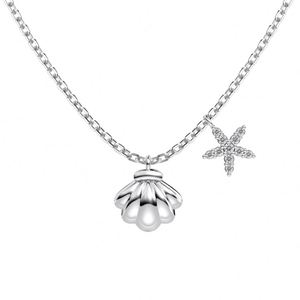 Collier Dylam Nouvelle Collection Été en Argent S925 Plaqué Or 18K avec Chaîne à Maillons et Pendentif Étoile de Mer en Zircon Cubique 5A - Product Image 1