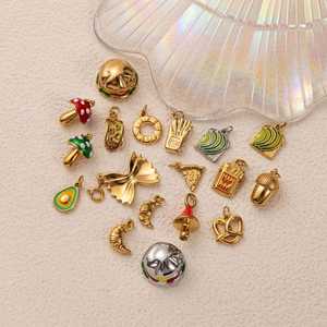 En stock : Collier pendentif DIY en acier inoxydable, série Gourmet, plaqué or 18 carats par placage sous vide, avec entretoises de chaîne tendance - Product Image 4