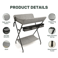 Table à langer ergonomique pliable avec support solide pour soulager les douleurs dorsales, tissu respirant, sans besoin de se pencher