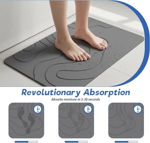 Tapis de bain en pierre de diatomite, séchage rapide, super absorbant, tapis en terre de diatomée, antidérapant et naturel pour le sol de la salle de bain, facile à nettoyer - Product Image 3