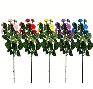 Ramo de Flores Artificiales de Begonia Hangu con Hojas de 36 cm, Plástico, Decoración para Hogar y Jardín de Primavera - Product Image 3