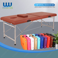 Union Win Camillas Lit de salon de beauté Table de massage pliable en cuir PU pour patient en métal et acier inoxydable