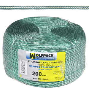 Corda Intrecciata in Polipropilene Bianco/Verde (Bobina da 200m) - Product Image 1