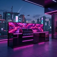 Innovadora Estación de Cocina Modular para Exteriores con Cubierta Abatible Motorizada, Acero Inoxidable, Moderna, Resistente a la Intemperie, para Patio o Sala de Estar