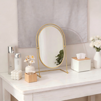 Miroir de Maquillage de Bureau Grand Format Réglable en Fer Forgé, Style Art Déco Moderne et Luxueux, Haute Définition, Idéal pour Dortoir Étudiant ou Mariage Simple