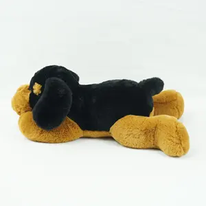 Animated Stuffed Animal Lovely Wholesale Laying Down Plush Dog Toy Stuffed Animal Black Dog For Children