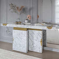 Table d'entrée en métal personnalisée haut de gamme de luxe léger Table de décoration d'art de couloir haut de gamme pour petit