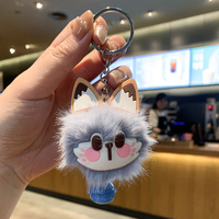 Porte-clés poudre blush en forme de chat, pendentif mignon en peluche pour sac d'école, sac à main, breloque exquise pour étudiante