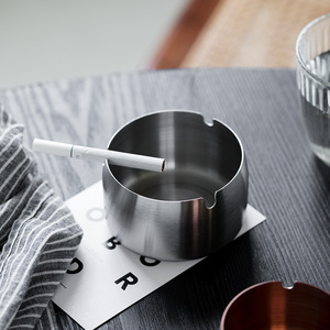 Stainless Steel <b>Ashtray</b> Round Minimalist Design Large Size For Home And Commercial Use - Product Image 4