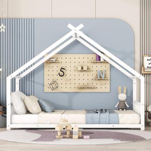 Lits <span class=keywords><strong>de</strong></span> maison pour enfants, cadre <span class=keywords><strong>de</strong></span> <span class=keywords><strong>lit</strong></span> double en bois avec tête <span class=keywords><strong>de</strong></span> <span class=keywords><strong>lit</strong></span> et <span class=keywords><strong>pied</strong></span> <span class=keywords><strong>de</strong></span> <span class=keywords><strong>lit</strong></span> pour enfants garçons filles adolescents (blanc) - Product Image 3