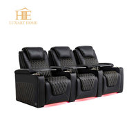 Fauteuils inclinables électriques modernes et fonctionnels en cuir noir pour cinéma VIP à domicile, fabriqués sur mesure