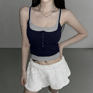 เสื้อสายเดี่ยวเข้ารูปแบบถักบุนวมสั้นสำหรับผู้หญิงเสื้อสายเดี่ยวเข้ารูประบายอากาศเป็นมิตรกับสิ่งแวดล้อมใส่สบายๆดูเป็นชั้นๆแบบเรียบง่าย - Product Image 4