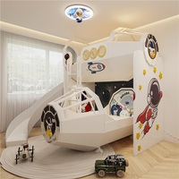 Cama litera doble de madera maciza JS Princess Castle para niños, cómoda y duradera para dormitorios, villas familiares y apartamentos