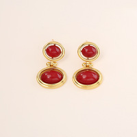 Boucles d'oreilles pendantes œil de tigre en cuivre style vintage français, plaqué or, haut de gamme, élégantes et simples, pour femme, collection de niche