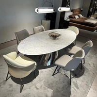 Table de salle à manger ovale en marbre, style minimaliste italien moderne, sur mesure, pour la maison, la salle à manger, l'hôtel, le restaurant