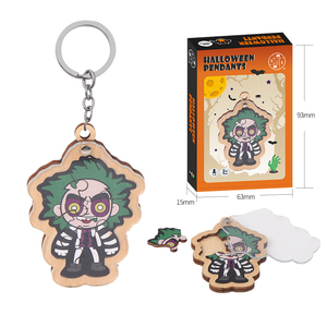 Llavero de madera con rompecabezas en miniatura de Halloween, colgante 3D con temática de <span class=keywords><strong>Beetlejuice</strong></span>, regalo para fiestas de Halloween para niños y adultos - Product Image 2