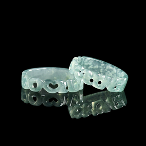 Natural genuine jade blue water LOVE heart-shaped <b>ring</b>, ice-grade jade jewelry for couples, men's and women's styles - Product Image 3