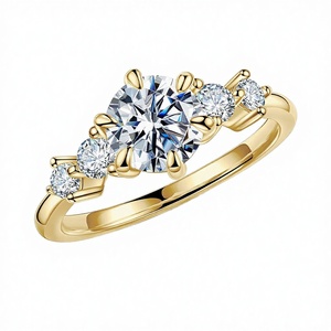 MUSHAN Jewelry Factory 925 Sterling Silver Gold Plated Classic Geometric Women's High-End Engagement Moissanite Ring Prong - Product Image 3