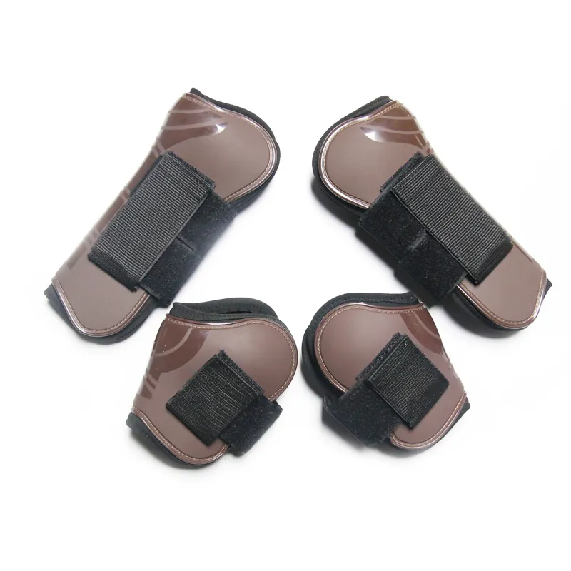 Tendon Boots,all Match Horse Racing Eventing Boots Protection Pu Material Horse Riding Brown Gold Customize Logo LH Accepted