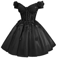 S0596N Nouvelle robe de soirée courte pour femmes, luxueuse, scintillante, en tulle, style A, en satin et dentelle, pour les fêtes d'été, les bals de fin d'année, les anniversaires, les soirées