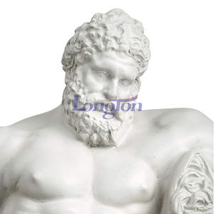 15 ''W X 11'' D X 30 ''h statua del giardino della metà del secolo Ercole romano e eroe greco pietra naturale marmo Statue scultura a grandezza naturale - Product Image 3